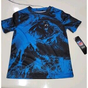 NWT NFL CAROLINA PANTHERS YOUTH SHORT SLEEVE CAMO SHIRT SM/MED 5/6  B19